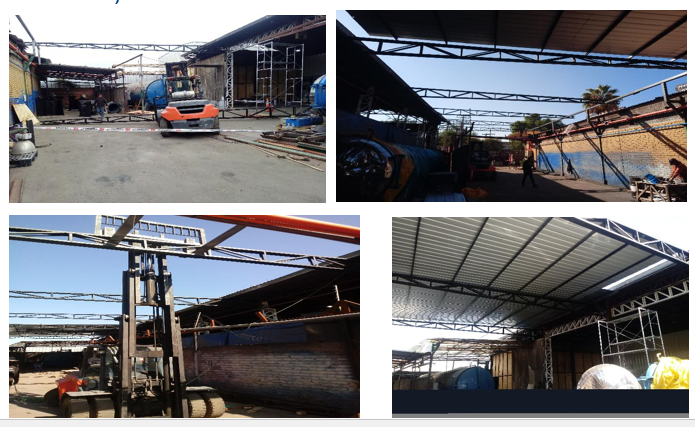 Remodelación sector de trabajo e Instalación de 320mts de techumbre…